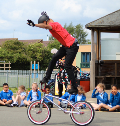 BMX Academy BMX Skate Scooter Experiences. Growth Mindset assemblies workshops run by Mike Mullen 6x BMX Halfpipe Champion